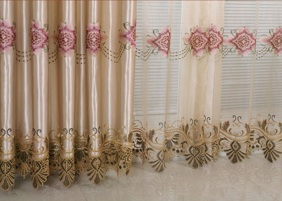 Beau tissu contemporain de rideau en tissus brodés de polyester