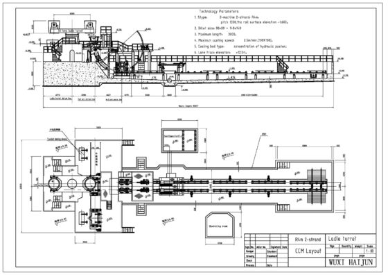 R4M Continuous Casting Machine com carro de recipiente de distribuição, aço de molde de 2 costas